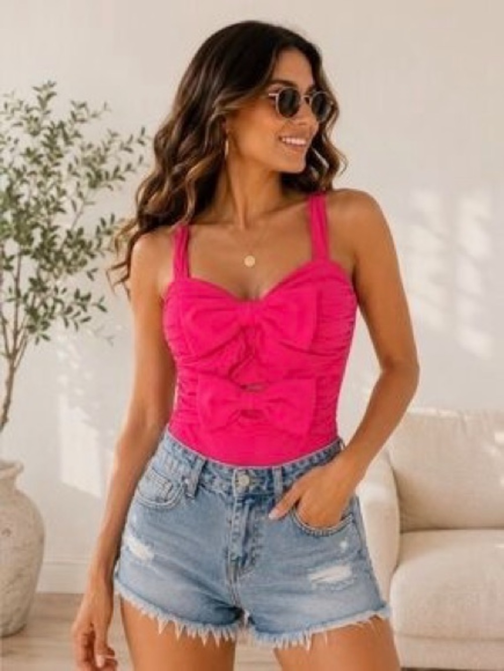 New ZARA Bow-Front Tank Top Bodysuit
